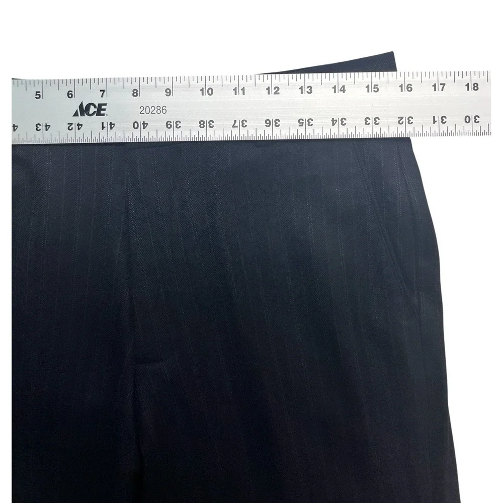 NEW vtg Y2K Banana Republic‎ 31x32 Charcoal Herringbone Stripe Pants Trousers